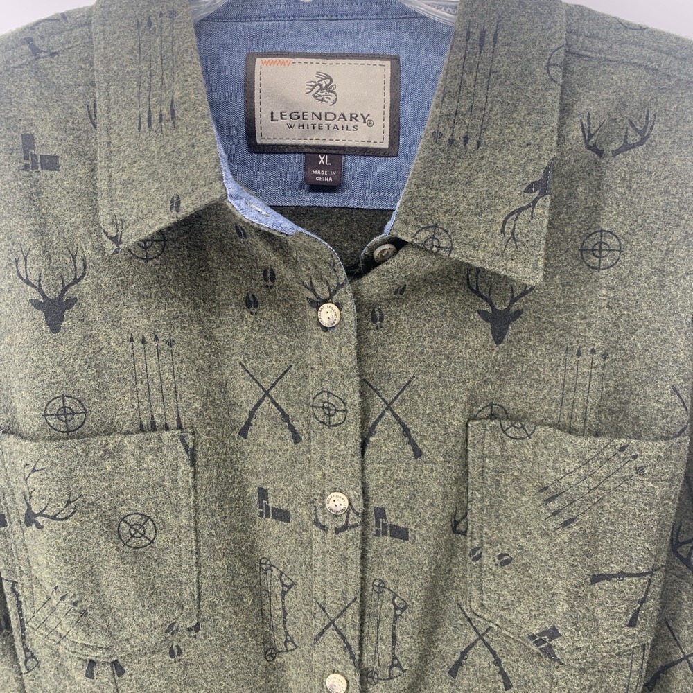 Legendary Whitetails XL Flannel Shirt Green Women's Deer Arrows Outdoors Hiking